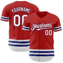 Laden Sie das Bild in den Galerie-Viewer, Custom Red White-Royal Line Authentic Baseball Jersey