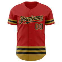 Charger l'image dans la galerie, Custom Red Black-Old Gold Line Authentic Baseball Jersey