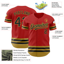 Charger l'image dans la galerie, Custom Red Black-Old Gold Line Authentic Baseball Jersey