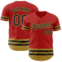 Charger l'image dans la galerie, Custom Red Black-Old Gold Line Authentic Baseball Jersey