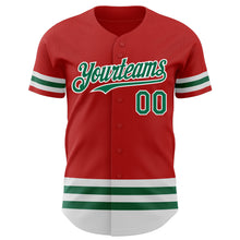 Charger l'image dans la galerie, Custom Red Kelly Green-White Line Authentic Baseball Jersey