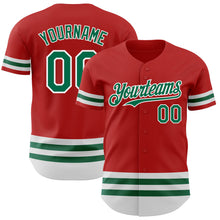 Charger l'image dans la galerie, Custom Red Kelly Green-White Line Authentic Baseball Jersey