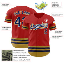 Laden Sie das Bild in den Galerie-Viewer, Custom Red Navy-Old Gold Line Authentic Baseball Jersey