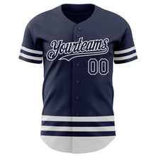 Load image into Gallery viewer, Custom Navy White Line Authentic Baseball Jersey