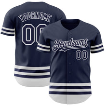 Load image into Gallery viewer, Custom Navy White Line Authentic Baseball Jersey