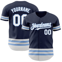 Charger l'image dans la galerie, Custom Navy White-Light Blue Line Authentic Baseball Jersey