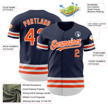Load image into Gallery viewer, Custom Navy Orange-White Line Authentic Baseball Jersey