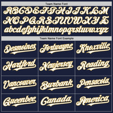 Load image into Gallery viewer, Custom Navy White-Old Gold Line Authentic Baseball Jersey