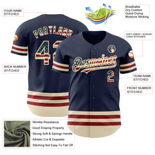 Charger l'image dans la galerie, Custom Navy Vintage USA Flag Cream-Maroon Line Authentic Baseball Jersey