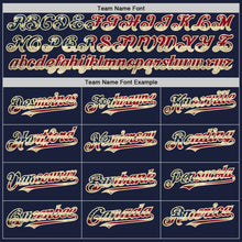 Charger l'image dans la galerie, Custom Navy Vintage USA Flag Cream-Maroon Line Authentic Baseball Jersey