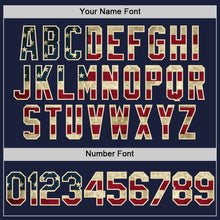 Charger l'image dans la galerie, Custom Navy Vintage USA Flag Cream-Maroon Line Authentic Baseball Jersey