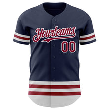 Load image into Gallery viewer, Custom Navy Maroon-White Line Authentic Baseball Jersey