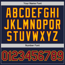 Load image into Gallery viewer, Custom Navy Maroon-Gold Line Authentic Baseball Jersey