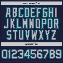 Load image into Gallery viewer, Custom Navy Gray-Teal Line Authentic Baseball Jersey