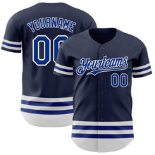 Load image into Gallery viewer, Custom Navy Royal-White Line Authentic Baseball Jersey