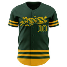 Load image into Gallery viewer, Custom Green Gold Line Authentic Baseball Jersey