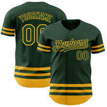 Load image into Gallery viewer, Custom Green Gold Line Authentic Baseball Jersey