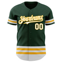 Load image into Gallery viewer, Custom Green White-Gold Line Authentic Baseball Jersey