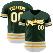 Load image into Gallery viewer, Custom Green White-Gold Line Authentic Baseball Jersey