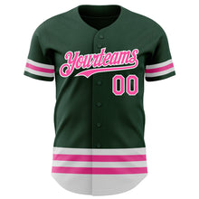 Load image into Gallery viewer, Custom Green Pink-White Line Authentic Baseball Jersey
