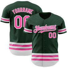 Load image into Gallery viewer, Custom Green Pink-White Line Authentic Baseball Jersey