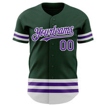 Load image into Gallery viewer, Custom Green Purple-White Line Authentic Baseball Jersey
