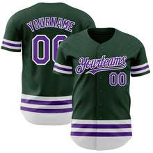Charger l'image dans la galerie, Custom Green Purple-White Line Authentic Baseball Jersey