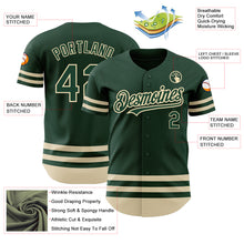 Load image into Gallery viewer, Custom Green Cream Line Authentic Baseball Jersey