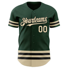Load image into Gallery viewer, Custom Green Cream-Black Line Authentic Baseball Jersey