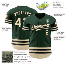 Load image into Gallery viewer, Custom Green Cream-Black Line Authentic Baseball Jersey