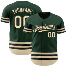 Load image into Gallery viewer, Custom Green Cream-Black Line Authentic Baseball Jersey
