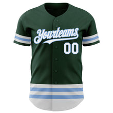 Charger l'image dans la galerie, Custom Green White-Light Blue Line Authentic Baseball Jersey