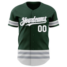 Load image into Gallery viewer, Custom Green White-Gray Line Authentic Baseball Jersey