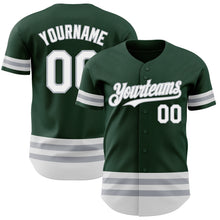 Load image into Gallery viewer, Custom Green White-Gray Line Authentic Baseball Jersey