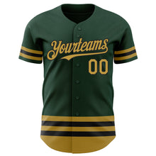 Load image into Gallery viewer, Custom Green Old Gold-Black Line Authentic Baseball Jersey