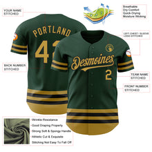 Load image into Gallery viewer, Custom Green Old Gold-Black Line Authentic Baseball Jersey