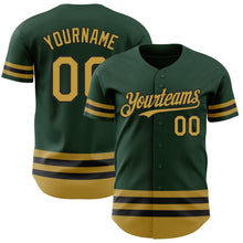 Load image into Gallery viewer, Custom Green Old Gold-Black Line Authentic Baseball Jersey