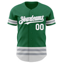 Load image into Gallery viewer, Custom Kelly Green White-Gray Line Authentic Baseball Jersey
