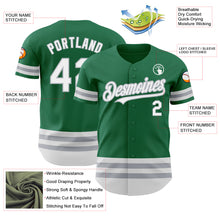 Load image into Gallery viewer, Custom Kelly Green White-Gray Line Authentic Baseball Jersey
