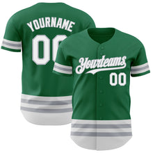 Load image into Gallery viewer, Custom Kelly Green White-Gray Line Authentic Baseball Jersey