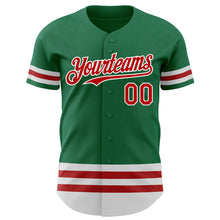 Загрузить изображение в средство просмотра галереи, Custom Kelly Green Red-White Line Authentic Baseball Jersey