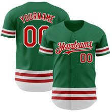 Загрузить изображение в средство просмотра галереи, Custom Kelly Green Red-White Line Authentic Baseball Jersey