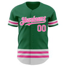 Загрузить изображение в средство просмотра галереи, Custom Kelly Green Pink-White Line Authentic Baseball Jersey