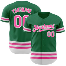 Загрузить изображение в средство просмотра галереи, Custom Kelly Green Pink-White Line Authentic Baseball Jersey