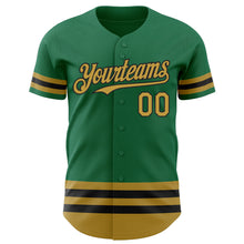 Загрузить изображение в средство просмотра галереи, Custom Kelly Green Old Gold-Black Line Authentic Baseball Jersey