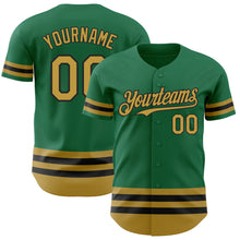 Загрузить изображение в средство просмотра галереи, Custom Kelly Green Old Gold-Black Line Authentic Baseball Jersey