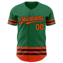 Загрузить изображение в средство просмотра галереи, Custom Kelly Green Orange-Black Line Authentic Baseball Jersey