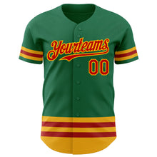 Загрузить изображение в средство просмотра галереи, Custom Kelly Green Red-Gold Line Authentic Baseball Jersey