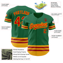 Загрузить изображение в средство просмотра галереи, Custom Kelly Green Red-Gold Line Authentic Baseball Jersey