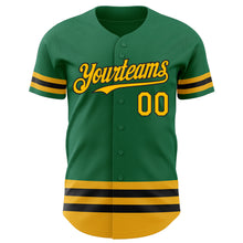 Загрузить изображение в средство просмотра галереи, Custom Kelly Green Gold-Black Line Authentic Baseball Jersey
